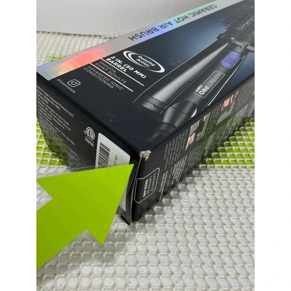 Conair InfinitiPro Ceramic Hot Air Spin Brush 2 Inch Black New‎ Opened Box D